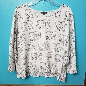 Used Women's For Cynthia size medium linen/viscose elephant print blouse